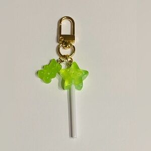 Green Candy Star & Gummy Bear Bag Charm
